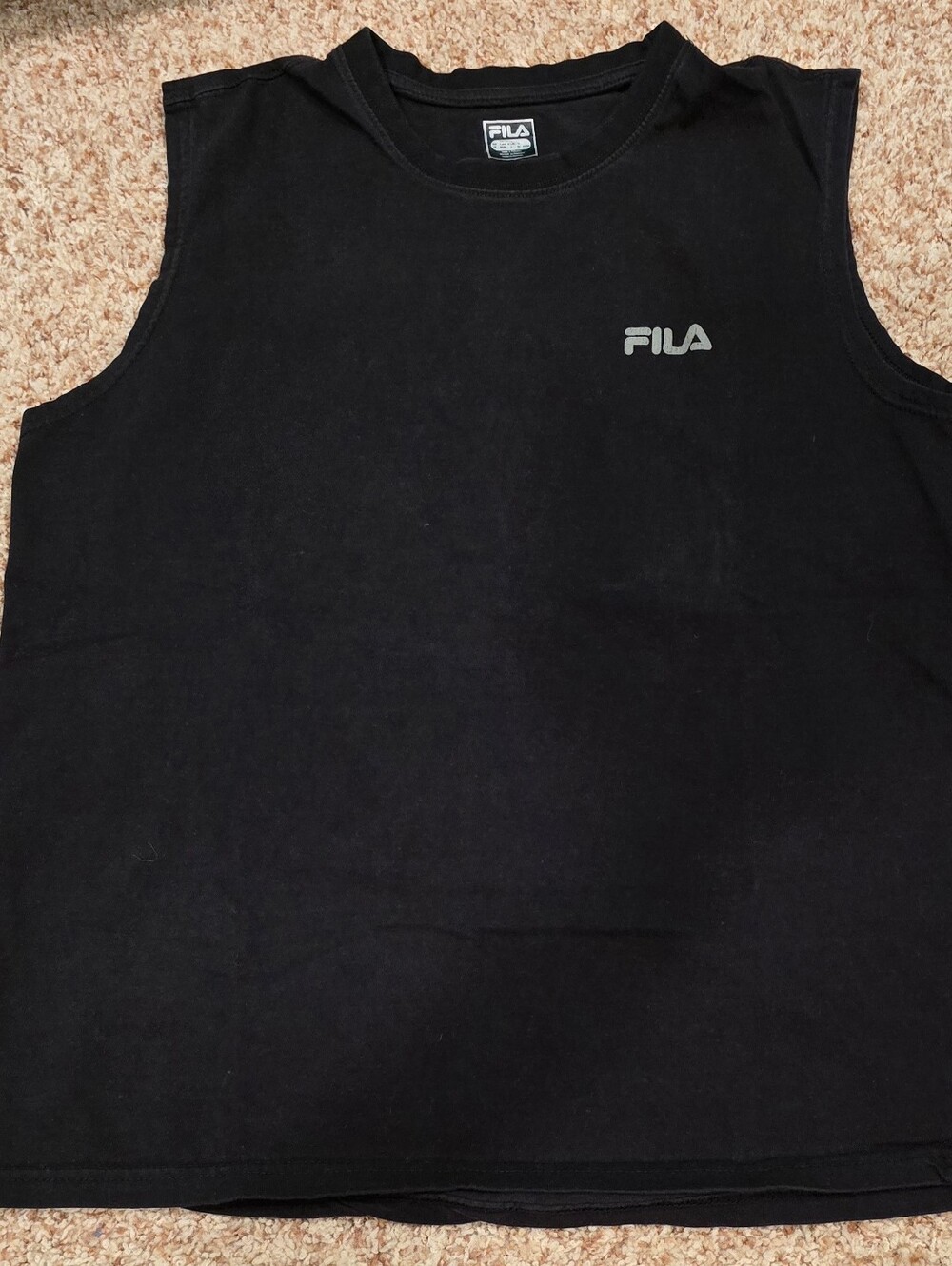 Fila Black Sleeveless Athletic Tank with Gray Logo Size M